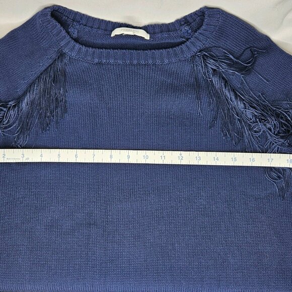 Piperlime Women's Fringed Blue Knit Sweater, Size Small - Picture 7 of 9